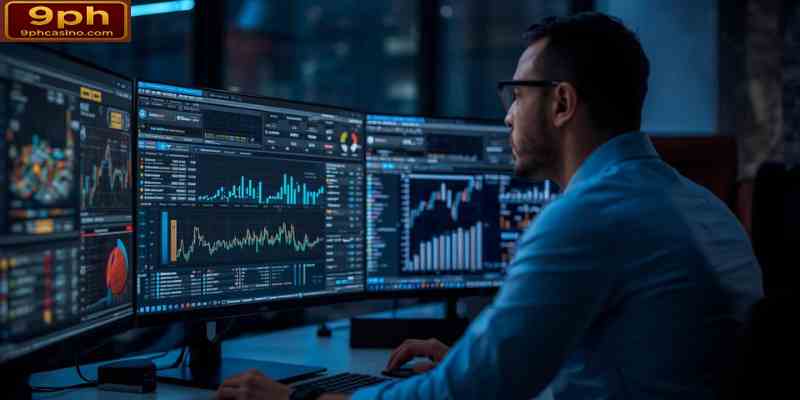 Basketball analyst reviewing team statistics and performance data